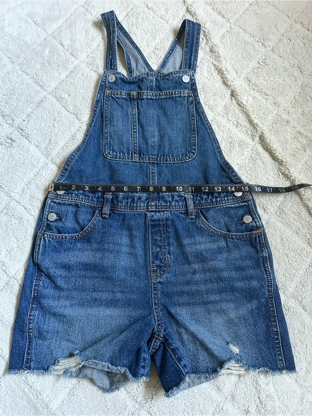 Old Navy | Denim Non-Stretch Jean Cut-Off Shortalls | Size Extra Large (14-16)